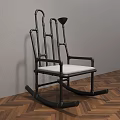 Stylish Black Frame Rocking Chair With White Cushion On Wooden Floor