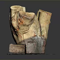 Natural Wood Stump Decorative Artwork With Stone Base And Textured Surface