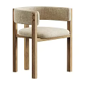 Modern Minimalist Single Chair With Wooden Legs And Light Beige Upholstered Seat