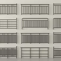 Various Modern Metal Railings With Different Horizontal Bar Design Styles 3d model