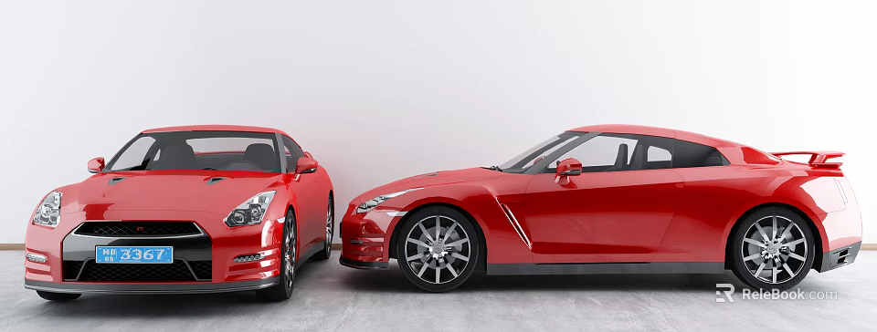 Two Red Sports Cars With Modern Sleek Exterior Design Features 3d model 