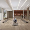 Modern Yoga Studio With Natural Light And Mirrors For Workout 3d model
