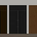 Dark Gray And Black Double Doors In Modern Interior With White Wall And Wooden Floor
