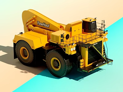 ToyHaul Heavy Duty Utility Vehicle Yellow Color Large Tires Cab And Crane Arm 3d model