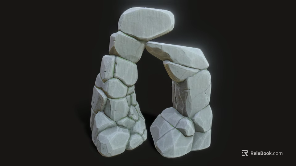 Natural Stone Arch Structure With Irregular Rock Blocks And Textured Surface 3d model 