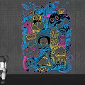 Colorful Decorative Neon Lights With Cartoon Monster Patterns And Glowing Effect 3d model