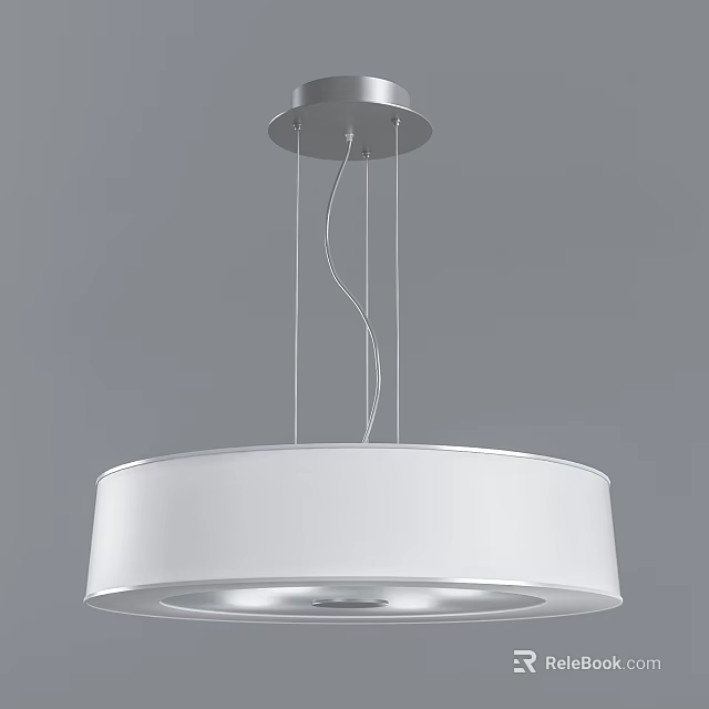 Modern White Round Pendant Light With Metal Frame Hanging Ceiling Mount Design 3d model 