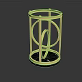Gold Metal Decorative Ornament With Circular Frame And Black Marble Base