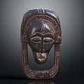 Traditional Ethnic Attire Decorative Wooden Mask With Intricate Carved Patterns