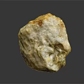 Close Up View of Natural White Yellow Mineral Stone Specimen on Black Reflective Background