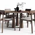 New Chinese Dining Table and Chair Round Dining Table Dining Chair Ornaments 3d model