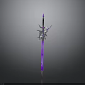 Elegant Fantasy Sword With Purple Blade And Silver Star Shaped Decorations