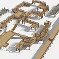 Various Wooden Landscape Bridge Designs With Multiple Walkways And Platforms 3d model