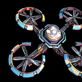 Futuristic Multirotor Drone With Four Rotors LED Lights And Colorful Frames 3d model
