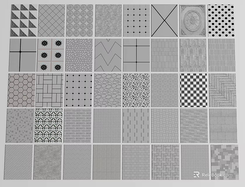 Garden Path Paving With Various Patterns Textures And Geometric Design Elements 3d model