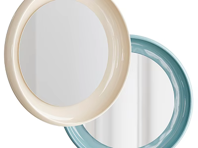 Round Decorative Mirrors With Beige And Blue Frames For Modern Home Decor 3d model