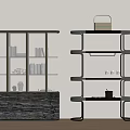 Elegant Wine Cabinet With Glass Doors Marble Base Metal Shelves Holding Wine Bottles Decorations