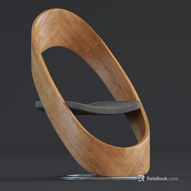 Unique Modern Wooden Single Chair With Curved Artistic Design And Smooth Texture 3d model 