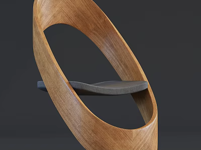 Unique Modern Wooden Single Chair With Curved Artistic Design And Smooth Texture 3d model