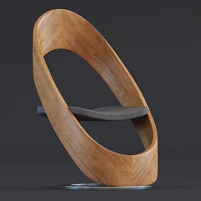 Unique Modern Wooden Single Chair With Curved Artistic Design And Smooth Texture 3d model