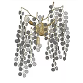 Elegant Golden Wall Sconce with Hanging Circular Crystal Decorations and Illuminated Lights
