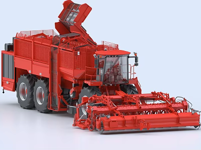 Modern Red Agricultural Equipment With Advanced Features For Efficient Crop Harvesting And Farming 3d model