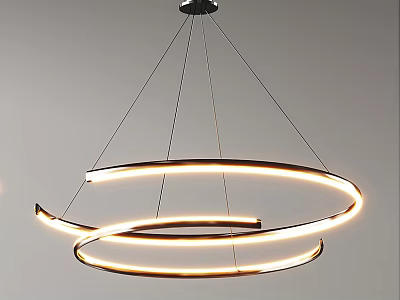 Modern Double Ring Chandelier With Metallic Frame And Illuminated Design Hanging From Ceiling 3d model