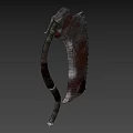 Rustic Medieval Battle Axe Weapon With Serrated Blade And Curved Handle 3d model