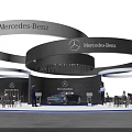 Mercedes-Benz Exhibition Booth Featuring Modern Design Car Display And People Around