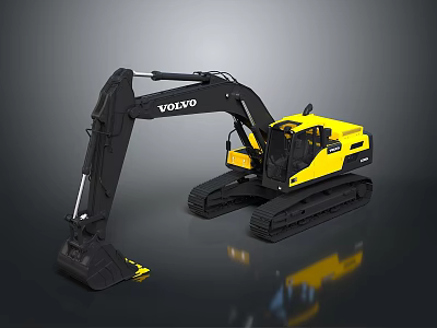 Volvo Yellow And Black Crawler Excavator For Heavy Duty Construction Work 3d model