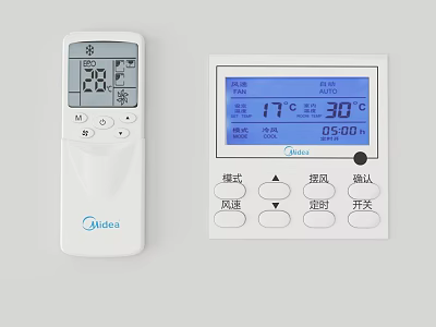 Midea Smart TV With Remote Control And Temperature Time Display Features 3d model