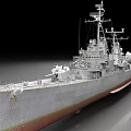 Antique Warship With Gray Hull Deck Guns Superstructure And Classic Design 3d model