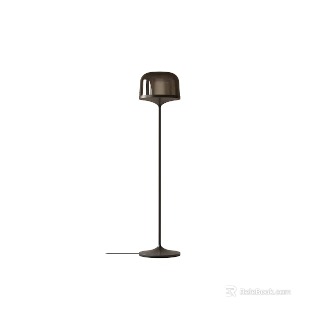 Modern Sleek Floor Lamp With Dome Shaped Shade And Slender Black Stable Base Design 3d model 