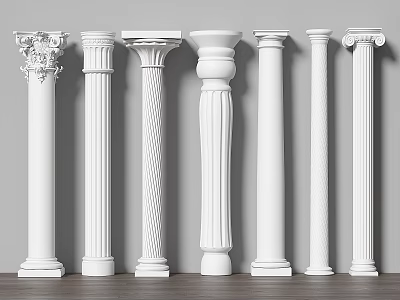 Roman Columns with Various Decorative Designs and Different Architectural Styles for Interior 3d model