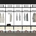 Modern Minimalist Open Wardrobe With Hanging Clothes Drawers And Storage Compartments