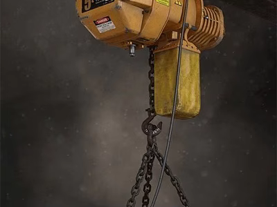 Yellow Heavy Duty Industrial Electric Hoist With Steel Chain And Lifting Hook 3d model