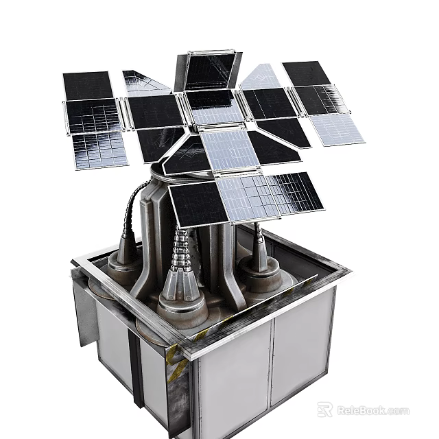 Industrial Solar Power Equipment With Multiple Solar Panels And Metal Support Structure 3d model 