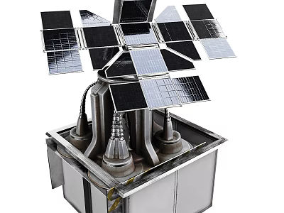 Industrial Solar Power Equipment With Multiple Solar Panels And Metal Support Structure 3d model