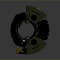 Practical Household Item With Circular Green Gray Design Red Lines And Yellow Base