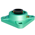 Turquoise Square Base Mechanical Component With Black Central Part And Golden Fasteners