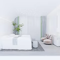 Modern Luxury SPA Sauna Interior With Massage Beds Green Plants And Soft Lighting