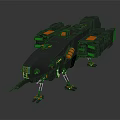 Futuristic Black And Orange Sci Fi Vehicle With Mechanical Legs And Engine Components 3d model