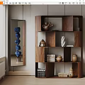 Modern Wooden Decorative Cabinet with Ceramic Vases Books and Decorative Items
