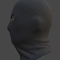 Black Knit Balaclava Hat With Eye And Mouth Holes Design On Gray Background Shadow
