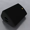 Black Audio Speaker with Golden Logo and Smooth Surface for Indoor Entertainment