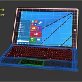 Modern 2 in 1 Tablet Laptop With Keyboard And Windows Interface App Icons 3d model