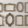 Golden Decorative Picture Frames With Various Shapes And Ornate Carving Designs