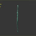 Black And Red Long Handle Sword Vertically Placed On Gray Gradient Background With Reflection