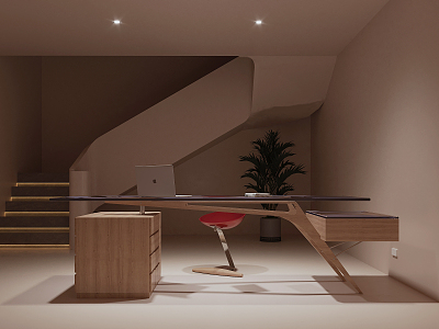 Modern Study Desk 3d model