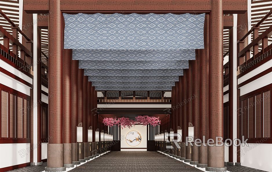 New Chinese Aisle Hotel Entrance Aisle model